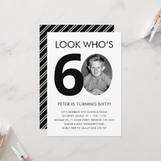 60e anniversaire Invitation avec photo