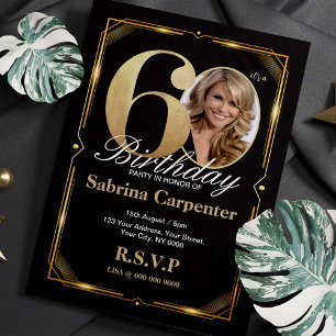 60e anniversaire Invitation avec photo