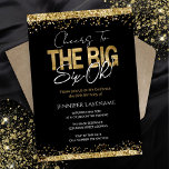60e anniversaire Invitation Black and Gold<br><div class="desc">Elégante parties scintillant en or Faux avec des reflets chatoyants sur la bordure supérieure et inférieure. Tout le texte est ajustable et facile à changer pour vos besoins de partie. Grande élégante conception modèle de 60ème anniversaire. Le Big Six Oh !</div>