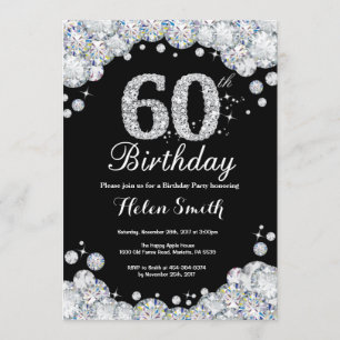 60e anniversaire Invitation Chalkboard Silver Diam