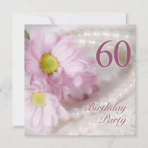 60e anniversaire invitation de fête avec marguerit