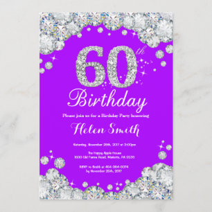 60e anniversaire Invitation Diamant violet et arge