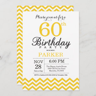 60e anniversaire Invitation Jaune Chevron