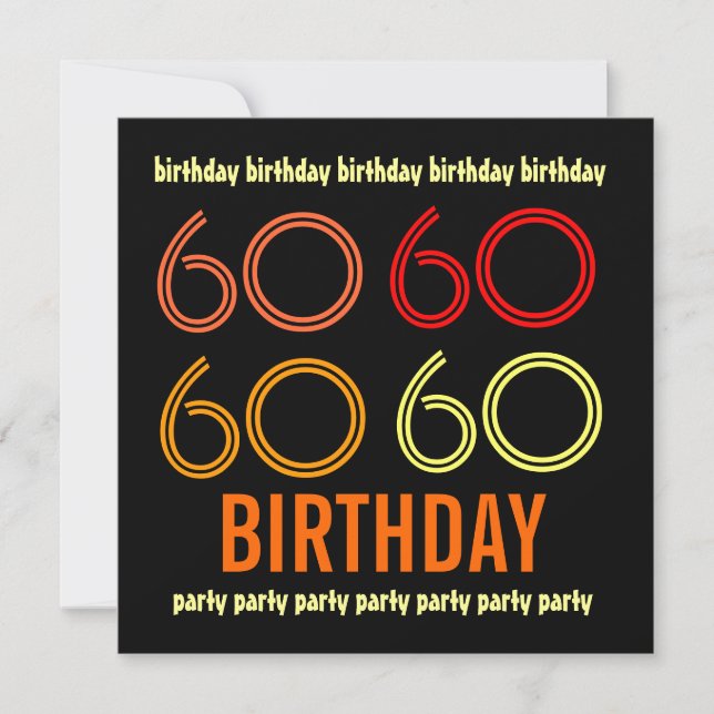 60e anniversaire Invitation Jaune Orange Noir (Devant)