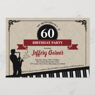 60e anniversaire invitation Jazz music thème