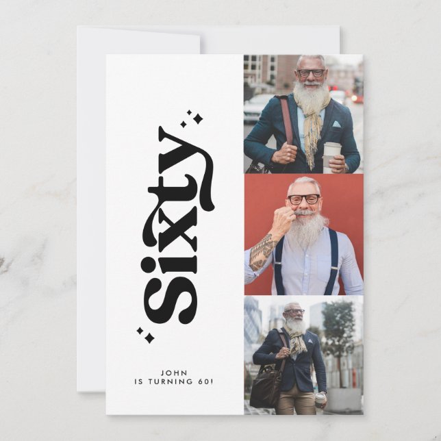 60e anniversaire invitation moderne minimaliste ph (Devant)