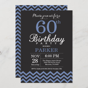 60e anniversaire Invitation Noir et Bleu