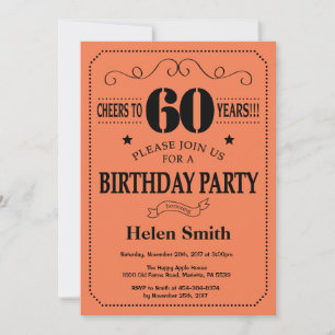 60e anniversaire Invitation Noir et Corail
