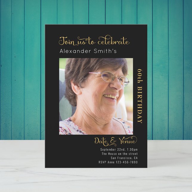 60e anniversaire Invitation noire (Créateur téléchargé)