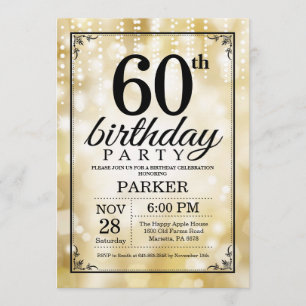 60e anniversaire Invitation Parties scintillant d'