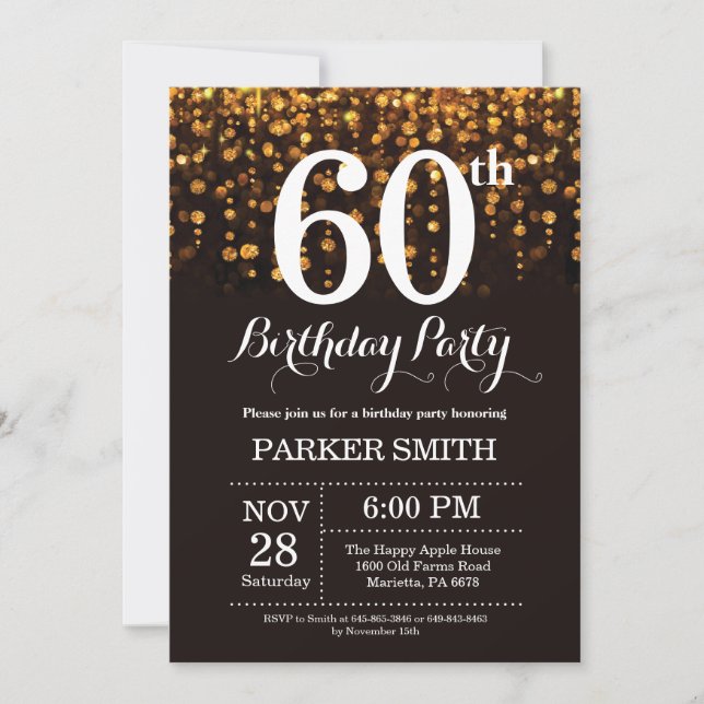 60e anniversaire Invitation Parties scintillant d' (Devant)
