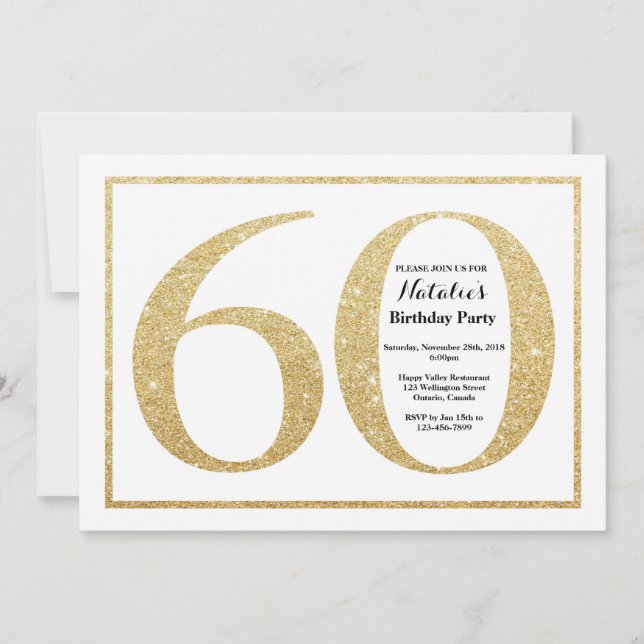 60e anniversaire Invitation Parties scintillant d' (Devant)