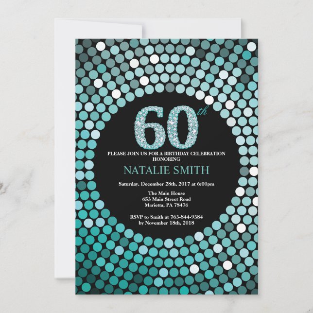60e anniversaire Invitation Parties scintillant no (Devant)