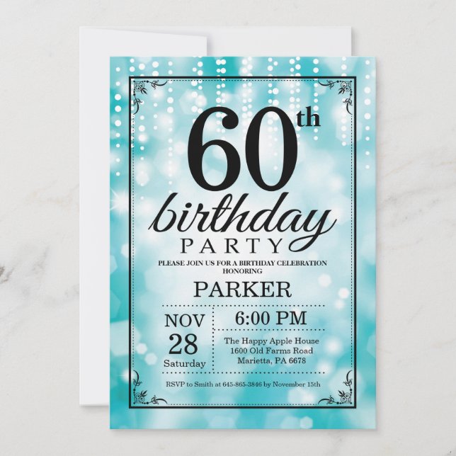 60e anniversaire Invitation Parties scintillant Tu (Devant)