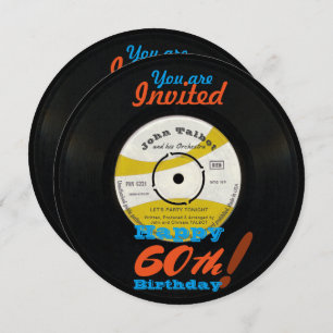 60e anniversaire Invitation Retro Vinyl Record 45 