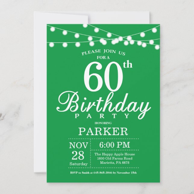 60e anniversaire Invitation verte (Devant)