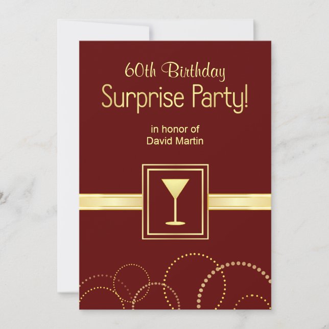 60e anniversaire Invitations de la Surprise Party  (Devant)