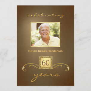 60e anniversaire Invitations - Monogramme d'or