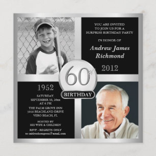 60e anniversaire Invitations photos d'hier et d'au