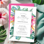 60e anniversaire Invitations Tropical Luau<br><div class="desc">Célébrez dans le style de l'île avec ces invitations aux luau tropicaux à 60e anniversaire, avec des fleurs d'hibiscus rouges audacieuses et des feuilles de palmiers aquarelles. Parfaites pour les fêtes d'été et les célébrations sur le thème hawaïen, ces invitations d'anniversaire modifiables pour les adultes donnent le ton d'un rassemblement...</div>