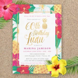 60e anniversaire Luau Invitations   Rose & Or
