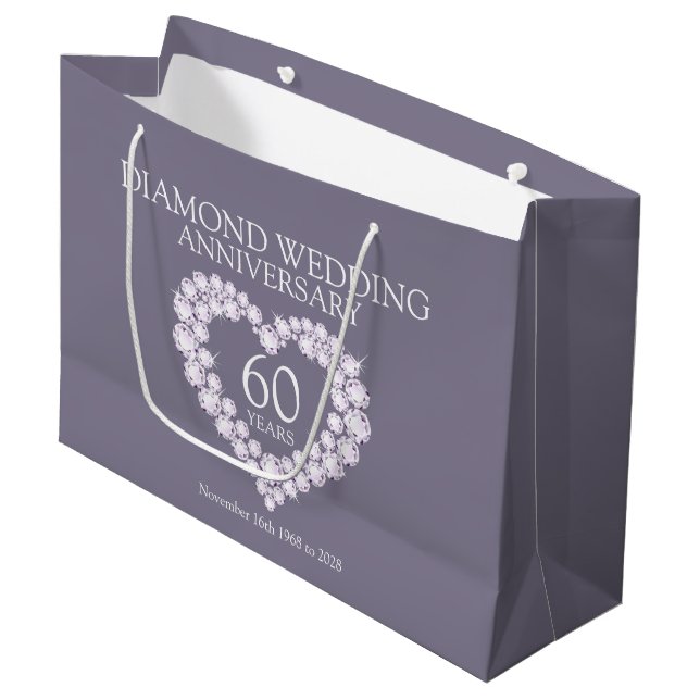 60e anniversaire mariage diamant sac cadeau photo (Devant Angle)
