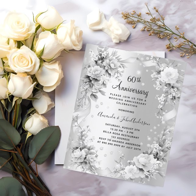 60e anniversaire mariage invitation diamant argent (Créateur téléchargé)