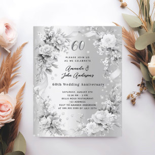 60e anniversaire mariage invitation diamant argent