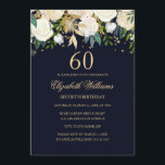 60e anniversaire Marine Gold Floral Invitation<br><div class="desc">Plus d'invitations à fêtes florales dans le magasin Little Bayleigh!</div>