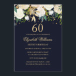 60e anniversaire Marine Gold Floral Invitation<br><div class="desc">Plus d'invitations à fêtes florales dans le magasin Little Bayleigh!</div>