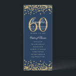 60e Anniversaire Menu du programme Merci U Gold Na<br><div class="desc">Design élégant "Programme de fête d'anniversaire" avec faux parties scintillant confetti texte personnalisé.</div>