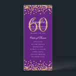 60e Anniversaire Menu du programme Merci U Gold Pu<br><div class="desc">Design élégant "Programme de fête d'anniversaire" avec faux parties scintillant confetti texte personnalisé.</div>