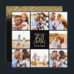 60e anniversaire moderne noir et or photo collage<br><div class="desc">50e anniversaire moderne noir et or photo collage invitation. Conception de texte de script moderne. Partie d'une collection.</div>