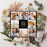 60e anniversaire moderne noir et or photo collage<br><div class="desc">60e anniversaire moderne noir et or photo collage invitation. Conception de texte de script moderne. Partie d'une collection.</div>