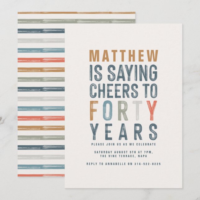 60e anniversaire moderne rustique classe typograph (Devant / Derrière)