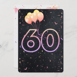 60e Anniversaire Neon Connexion Invitation noire