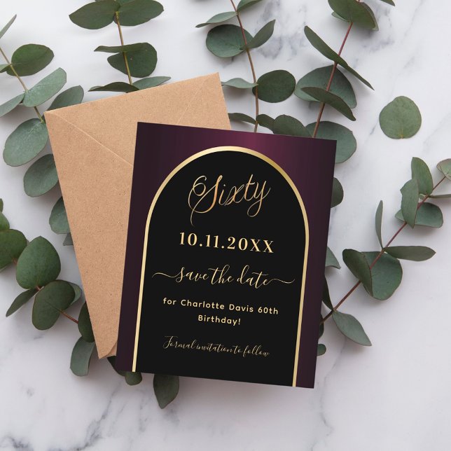 60e anniversaire noir bordeaux enregistrer la cart (Créateur téléchargé)