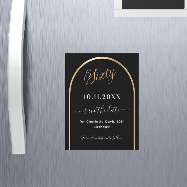60e anniversaire or noir Enregistrer l'aimant Date (Créateur téléchargé)