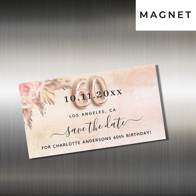 60e anniversaire pampas rose enregistrer la date a (Créateur téléchargé)