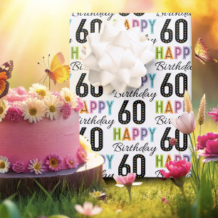 60e anniversaire Papier d'enveloppement de typogra