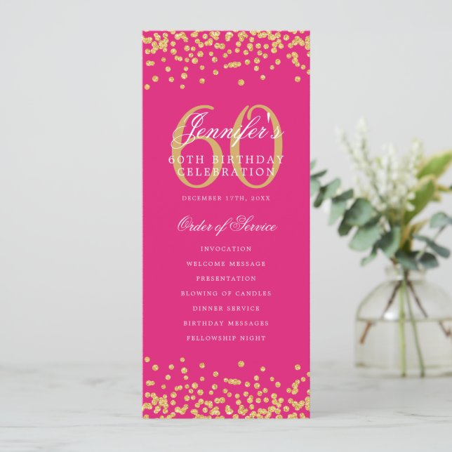 60e Anniversaire Programme Gold Hot Pink Confetti (Debout devant)