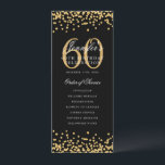60e Anniversaire Programme Menu Merci Gold Confett<br><div class="desc">Design élégant "Programme de fête d'anniversaire" avec faux parties scintillant confetti texte personnalisé.</div>