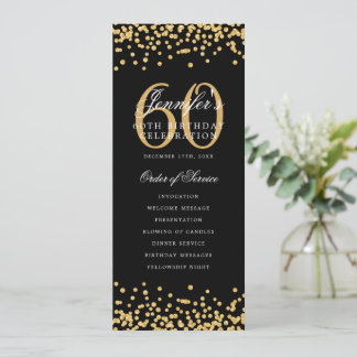 60e Anniversaire Programme Menu Merci Gold Confett