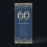 60e Anniversaire Programme Merci Gold Marine Bleu<br><div class="desc">Design élégant "Programme de fête d'anniversaire" avec confettis de fausse parties scintillant et texte personnalisé.</div>