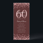 60e Anniversaire Programme Rose Gold Menu Bourgogn<br><div class="desc">Elégant design "Anniversaire du programme" avec confettis de parties scintillant Faux et texte personnalisé.</div>