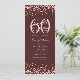 60e Anniversaire Programme Rose Gold Menu Bourgogn