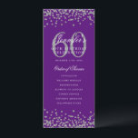 60e Anniversaire Programme Silver Menu Purple<br><div class="desc">Elégant design "Anniversaire du programme" avec confettis de parties scintillant Faux et texte personnalisé.</div>