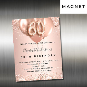60e anniversaire rose or ballons d'invitation aima