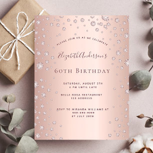 60e anniversaire rose or diamant invitation