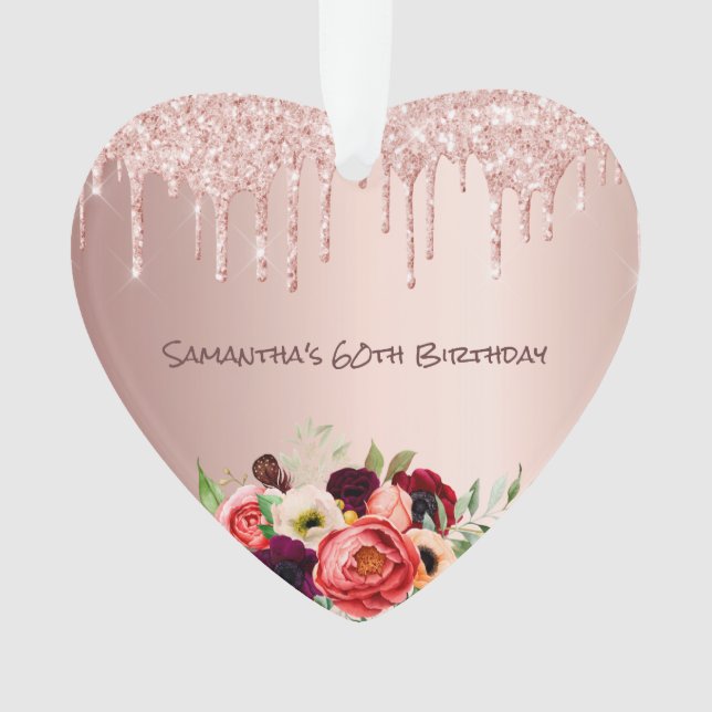 60e anniversaire rose parties scintillant or goutt (devant)